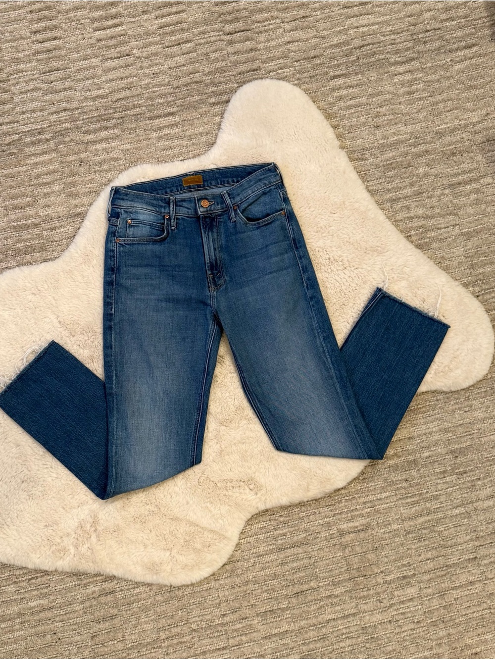 MOTHER Straight Leg Jeans - the mid rise Dazzler ankle fray - Picture 10 of 11